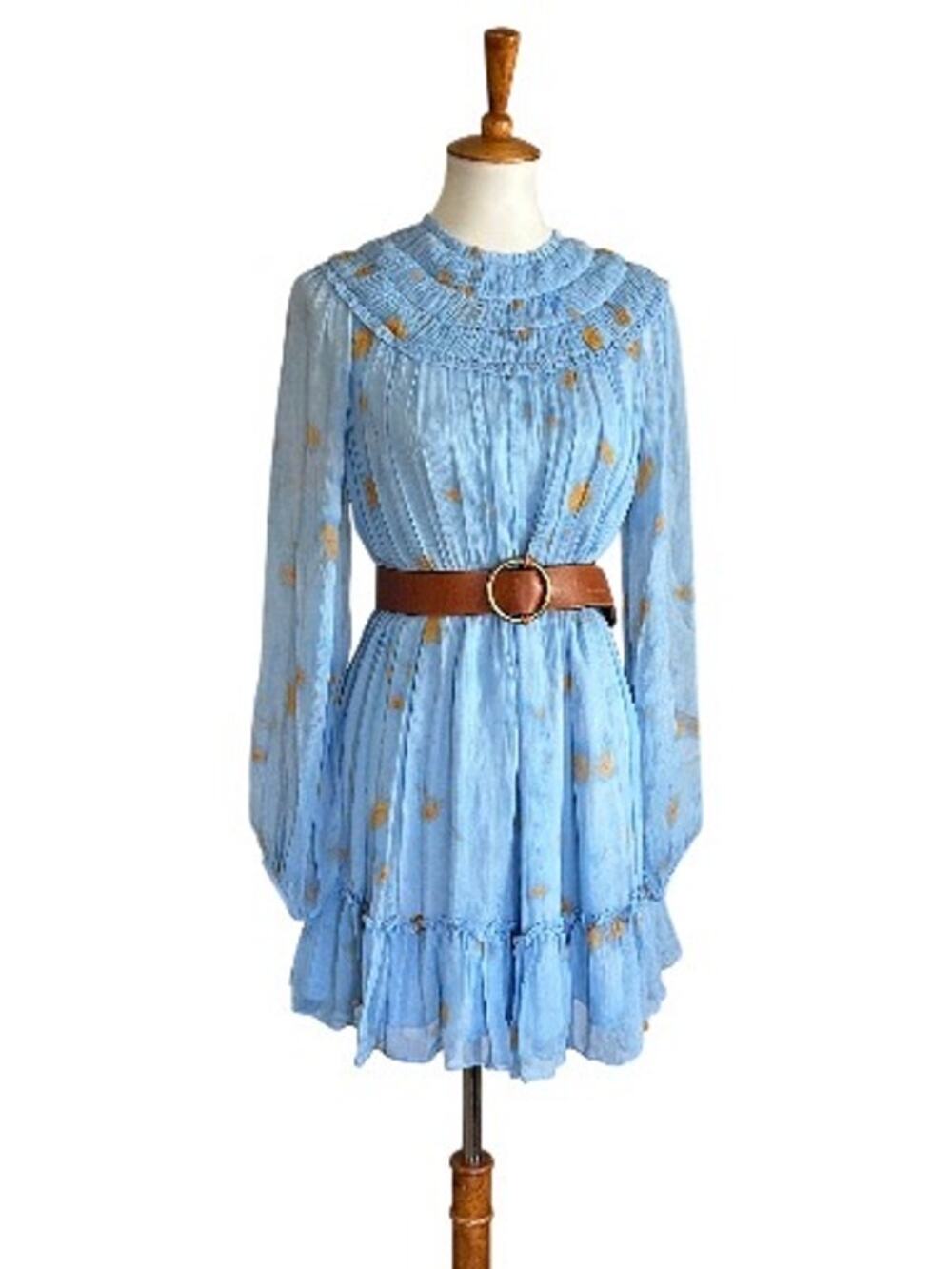 Jason Wu 100% Silk Powder Blue Floral Mini Dress NWT 6